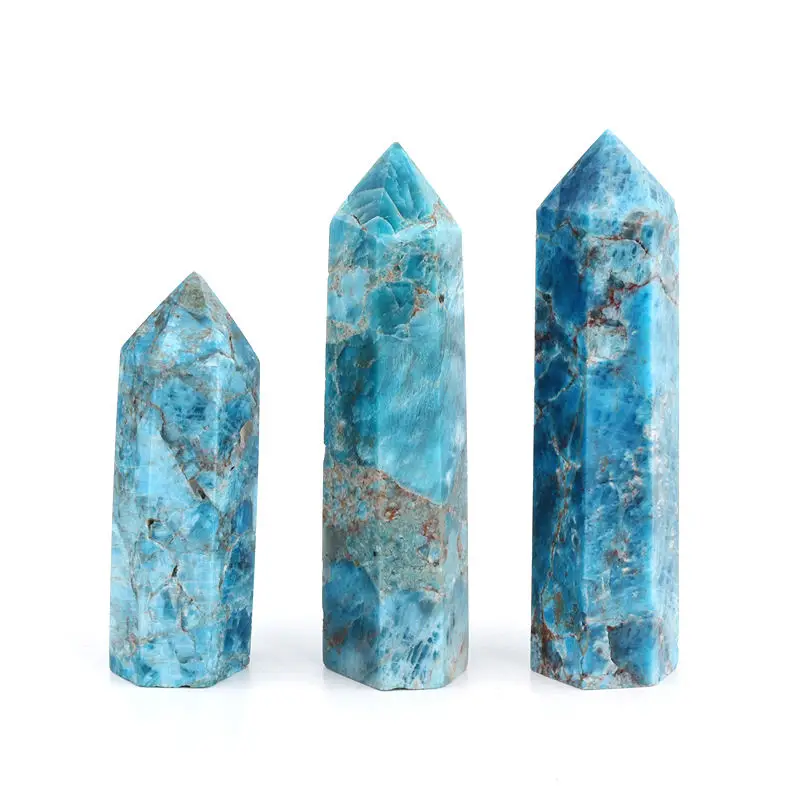 

Natural Dark Color Blue Apatite Crystal Point Healing Stone Obelisk Quartz Wand Beautiful Ornament for Home Decor Energy Stone