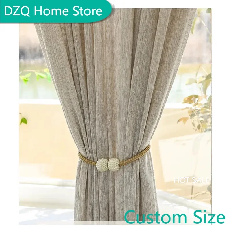 

Japanese Linen Curtain for Living Room Bedroom Grey Cotton Flax Curtains Tulle Fabrics Custom Gauze Semi-shading Ramie Yarn