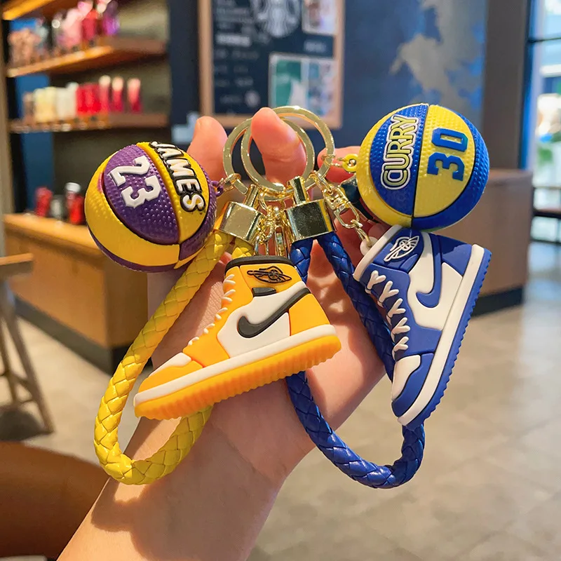 Creative new basketball shoes keychain car key chain backpack pendant e-commerce video game city small gift wholesale