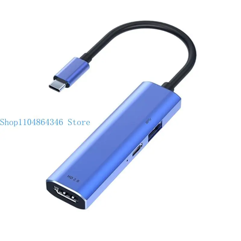 652F Highly speed USB C Hubs 3Port Metal Heat Dissipation Design Portable Adapter