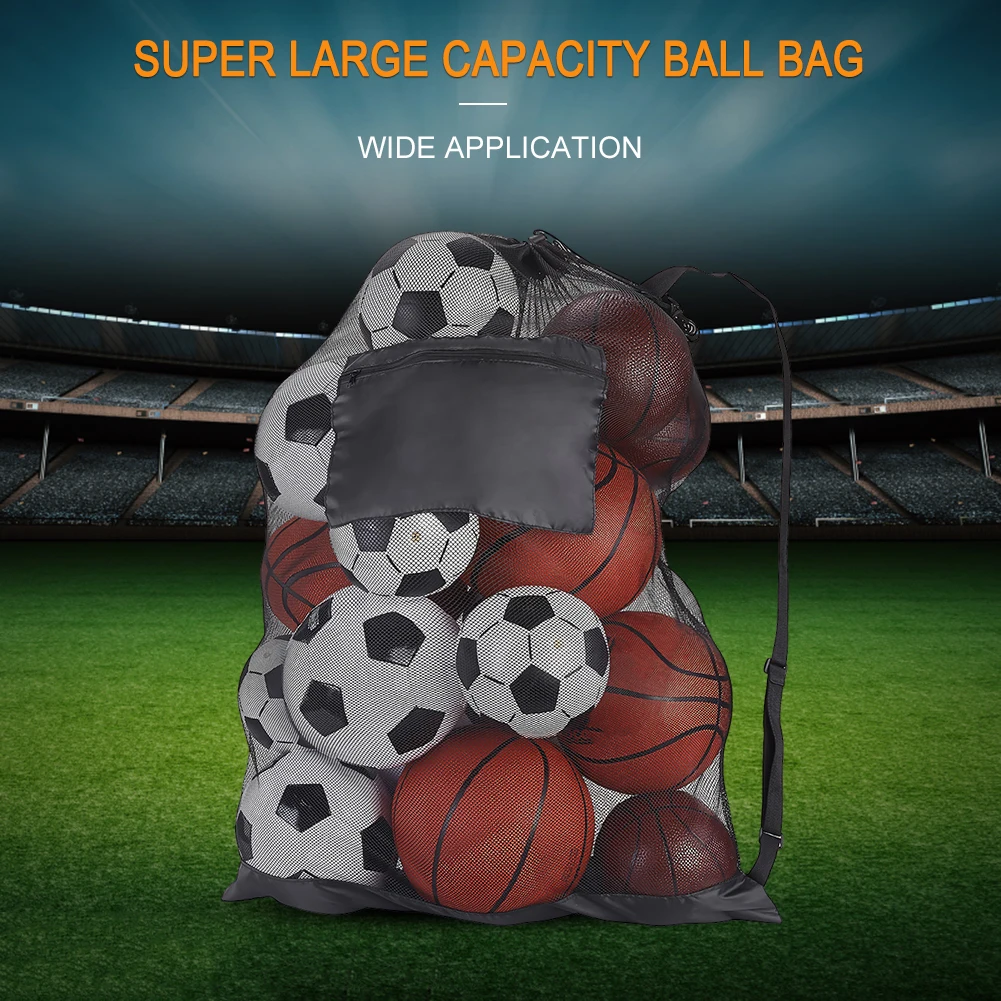 

Extra Large Carrying Balls Bag with Zipper Pocket Mesh Socce Ball Bag Accessories for Holding Basketball Football