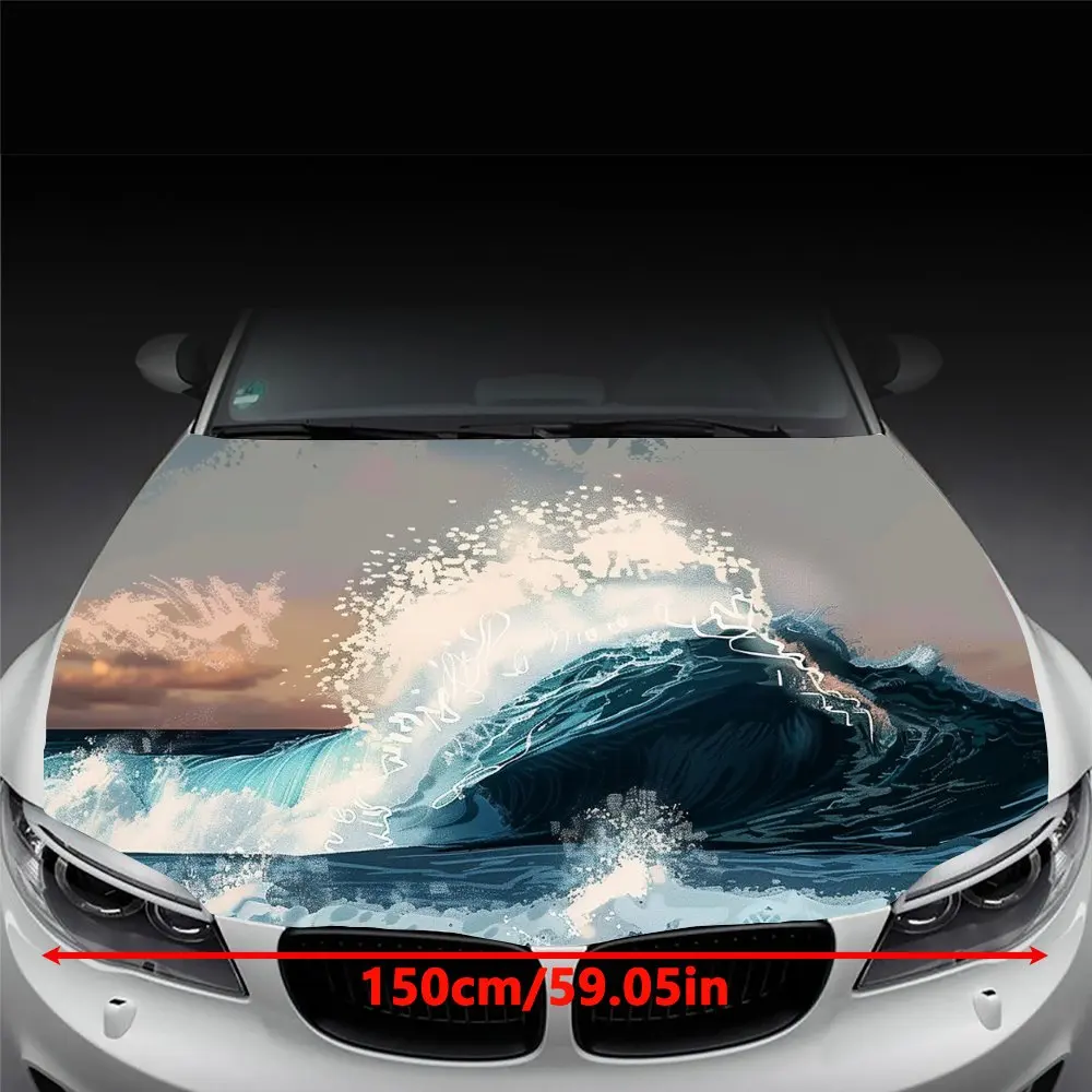 Ocean Sea Wave Sky Sunset Car Hood Wrap Color Vinyl Sticker Truck Graphic Bonnet DIY Auto Accessories Decoration Decal Gift