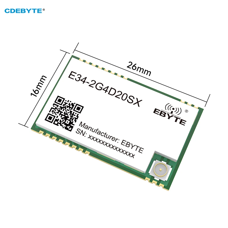 전이중 고속 저지연 무선 모듈 E34-2G4DX0SX, UART IPEX 스탬프 홀 TTL 직렬 포트 RF, 2.4G, 20/27dbm, 2/5km