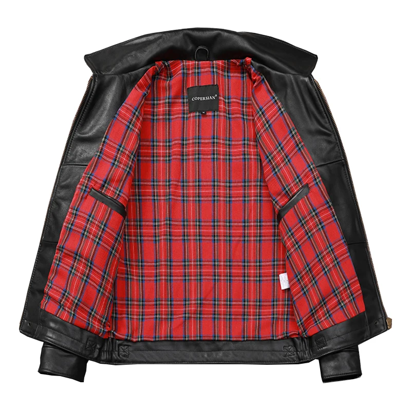 Black Classic Made of Genuine Leather Jacket Men Natural Top Layer Cowhide Leather Jacket Simple  slim Fashion corium Moto Coat