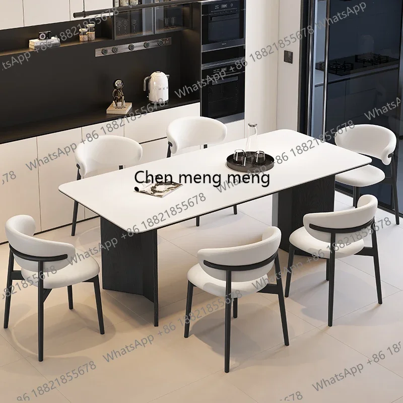 

Обеденный стол в итальянском минималистичном стиле, скандинавский ретро-стол из массива дерева с каменной столешницей, дизайнерская мебель для столовой, домашняя мебель, Esstisch