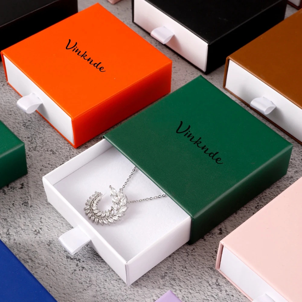 

24/50/100pcs Custom Logo Sliding Drawer Jewelry Box Earrings Rings Necklaces Cosmetics Packaging Gift Boxes With White Sponge