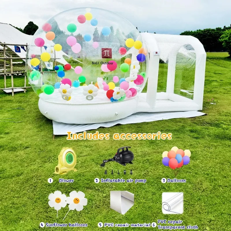 【2026】Inflatable Bouncy Bubble House Kids Play With Blower ​Balloon ​Transparent PVC Outdoor Dome Tent Bouncer For Chlidren Toys