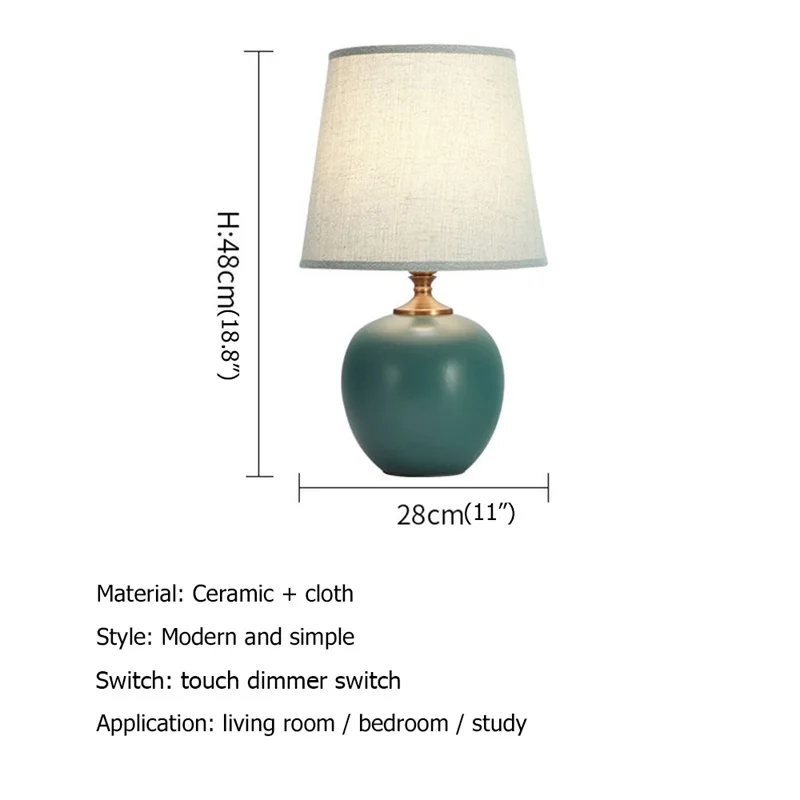 ULANI Touch Dimmer Table Lamp Contemporary Ceramic Desk Light Decorative for Home Bedroom