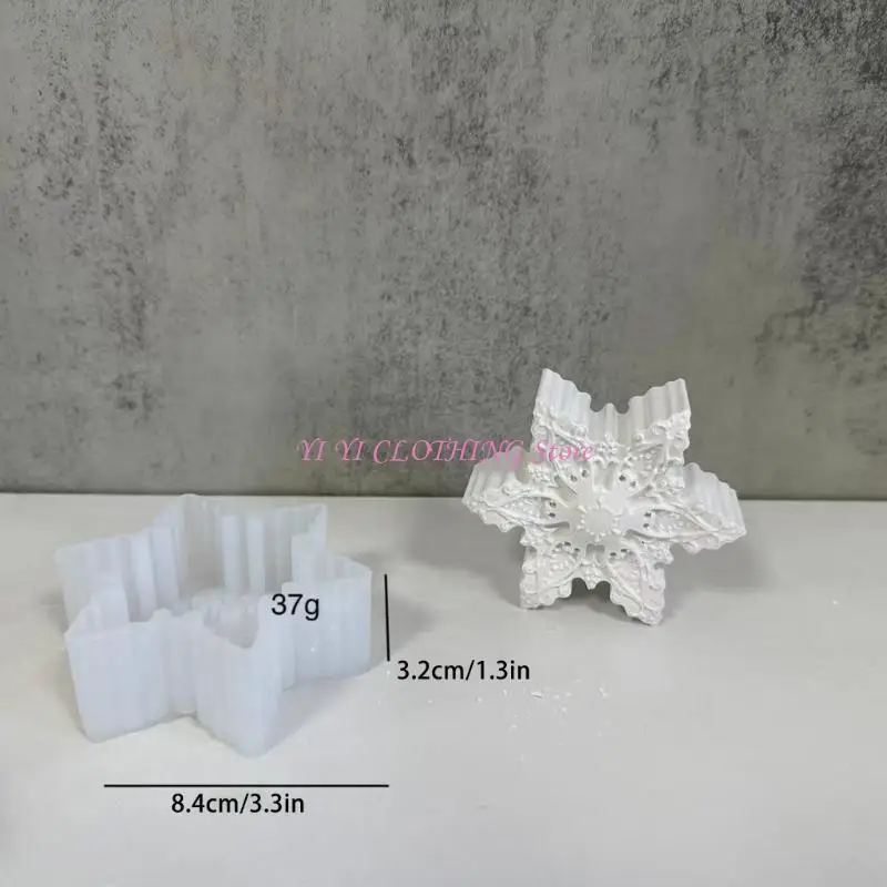 

N5KF Snowflakes Silicone Mold Scented Mold DIY Table Ornament Tool Plasters Resin Craft Making Supplies Easy Clean