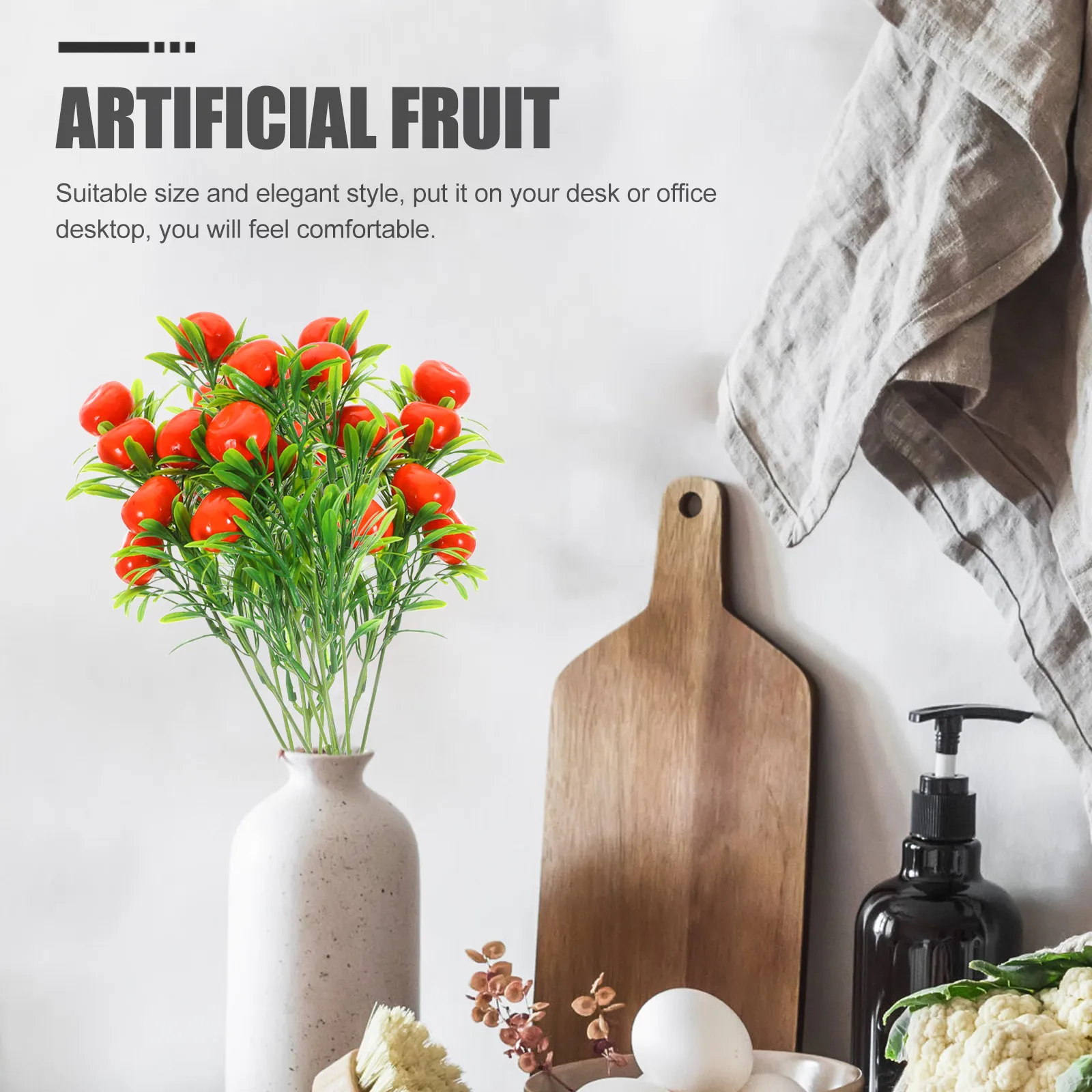 2Pcs Realistic Fake Fruits Bunch Artificial Strawberry Bouquet Home Desk Office Decoration Fruit Ornament for Gift