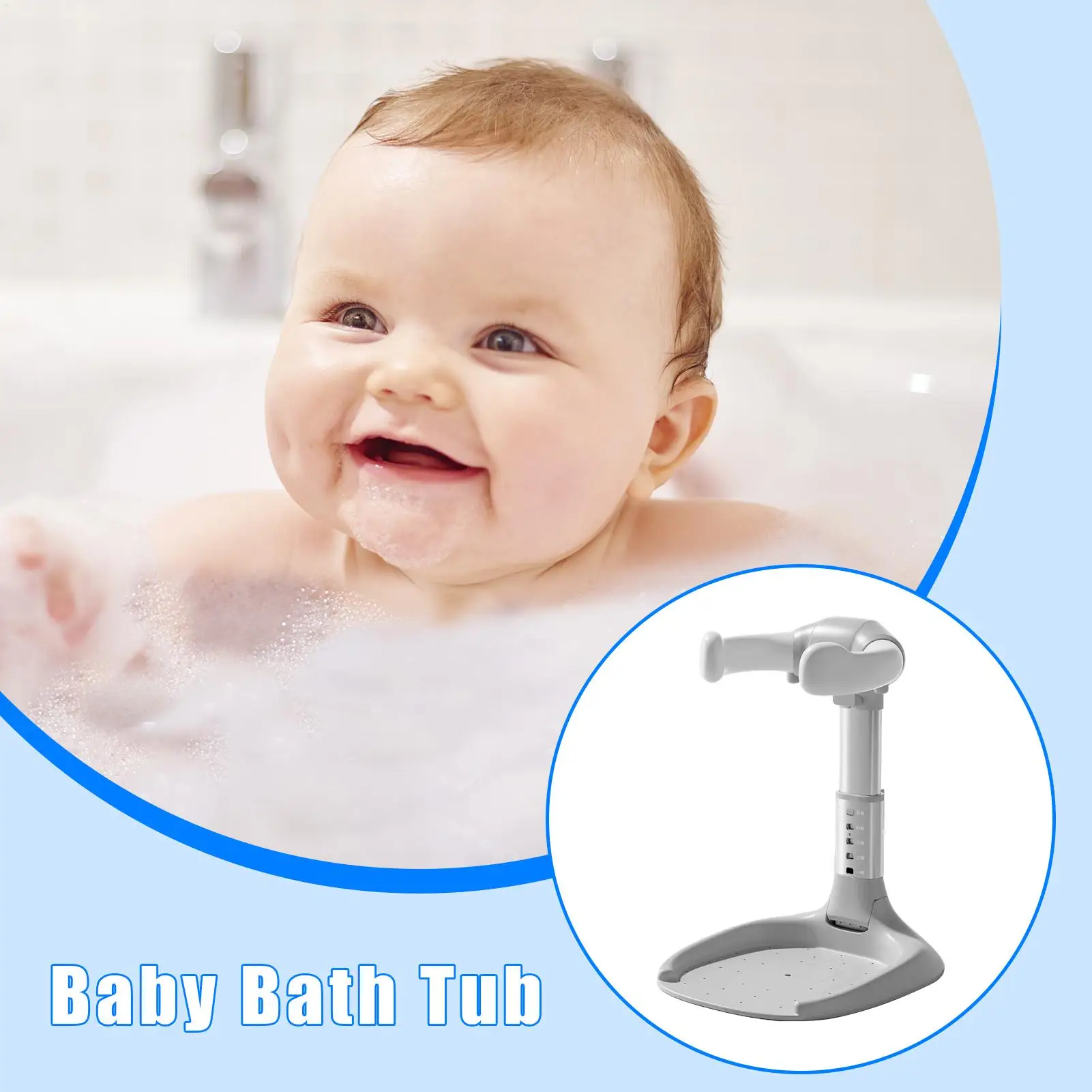 

Детская стоячая ванна, подставка для детского душа с противоскользящим основанием, складное сиденье для купания, подлокотник с регулируемой высотой, портативная ванна для