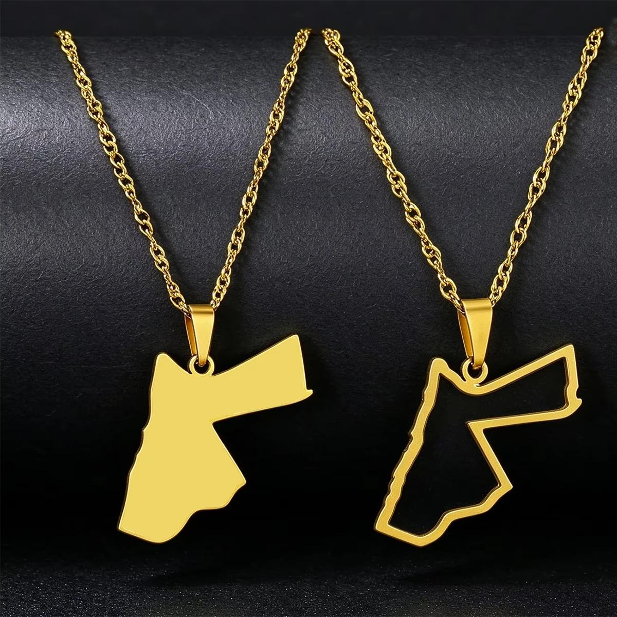 Hot Selling Vintage Enamel Jordan Map Flag Pendant Necklace For Men Women Fashion Patriotic Trendy Jewelry Gift