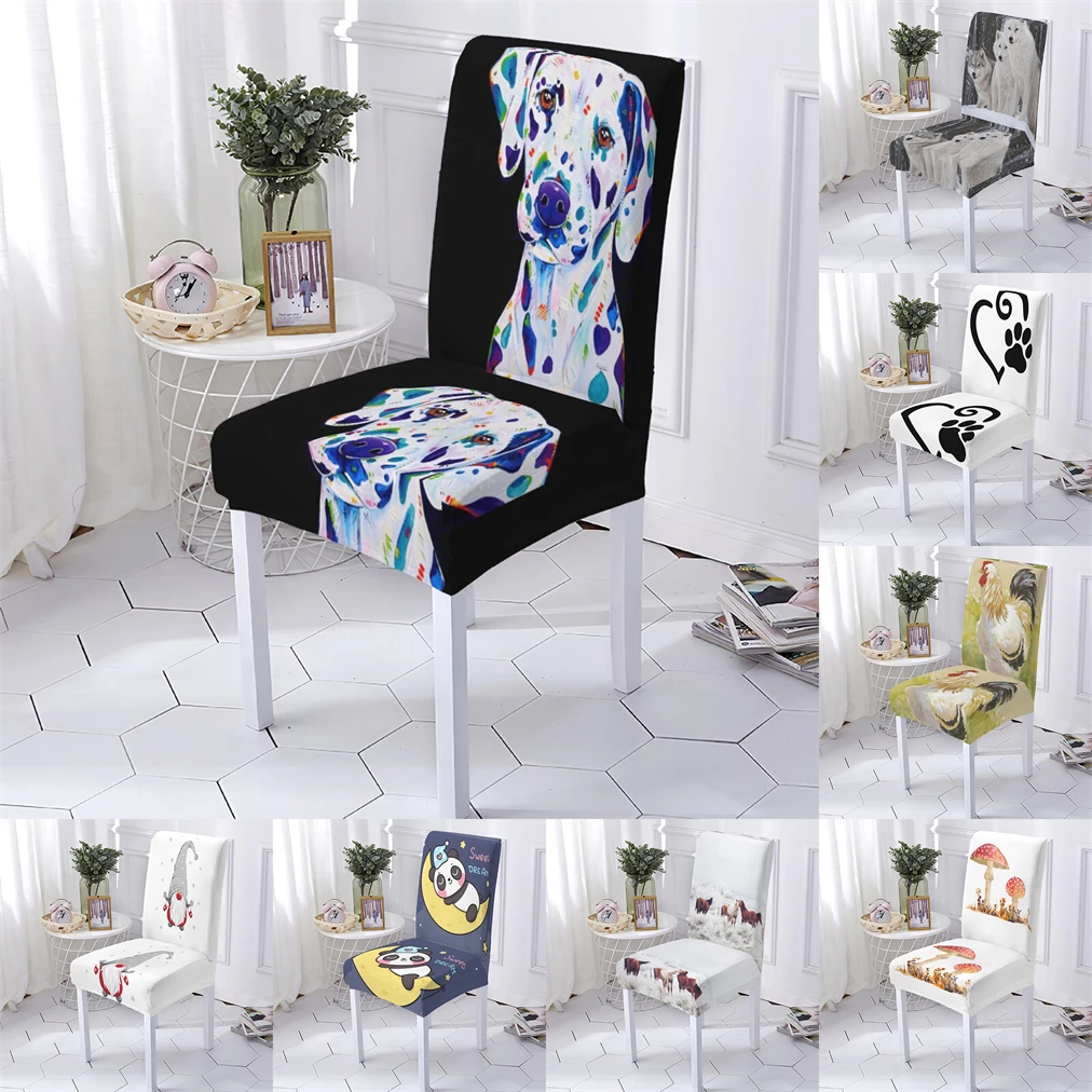 

Cartoon Animal Style Chair Cover Slipcover Removable Covers For Dining Chairs Christmas Pattern Home Anti-Dirty Seat Chair Cover