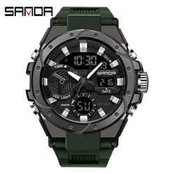 Sanda 3313 New Arrival Fashion Men's Led Analog Digital Alarm Wrist Watches Waterproof Outdoor Sports Hand Clock