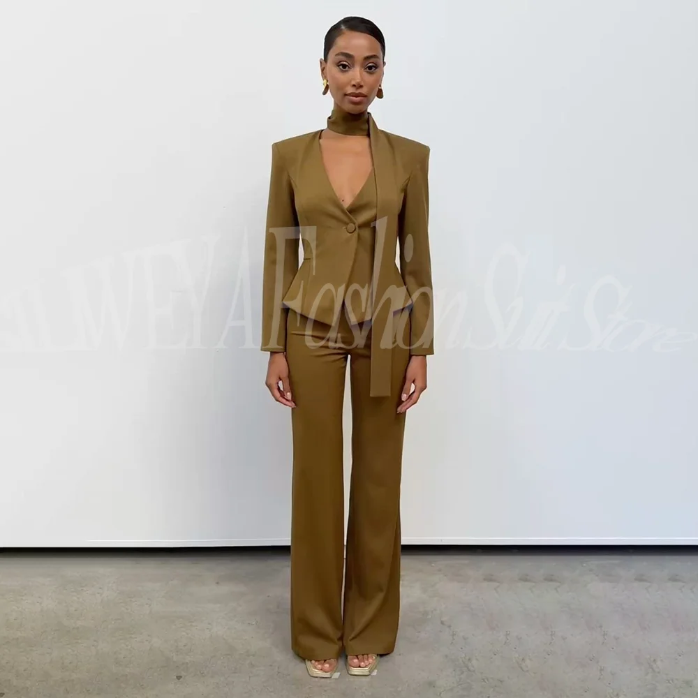

Женский костюм по индивидуальному заказу, комплект из 2 предметов, высококачественная бутиковая куртка, брюки, женские шикарные наряды, офисный смокинг, умный повседневный блейзер, комплект