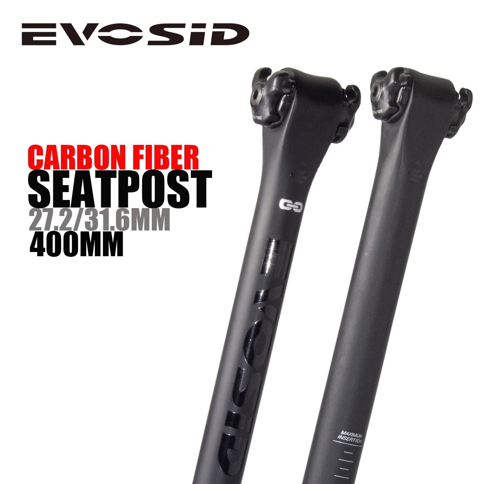 EVOSID Carbon Seatpost 27.2/31.6mm MTB Bicycle Seat Post Matte UD Black 400mm Road Bike Seat Tube Ultra-light Bicycle Parts