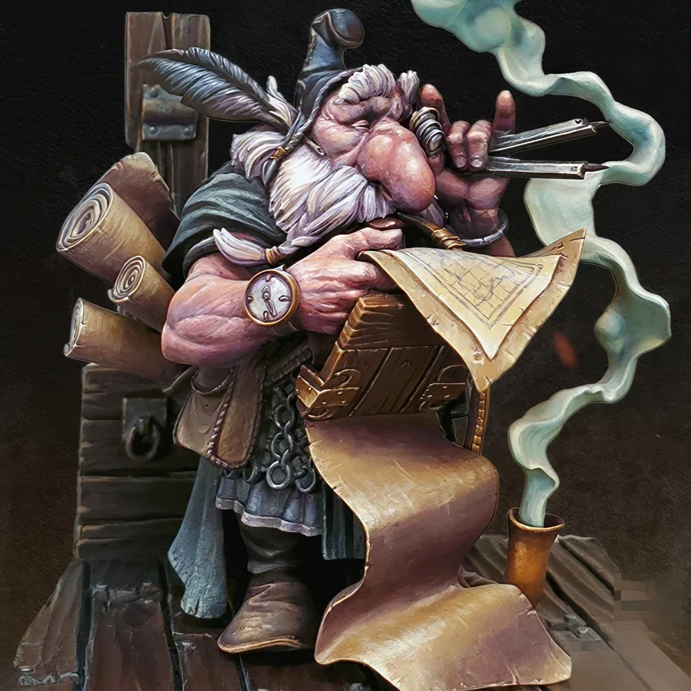 Figura modelo de resina, GK, serie enana, comerciante, 70 mm, tema de fantasía, kit sin montar y sin pintar