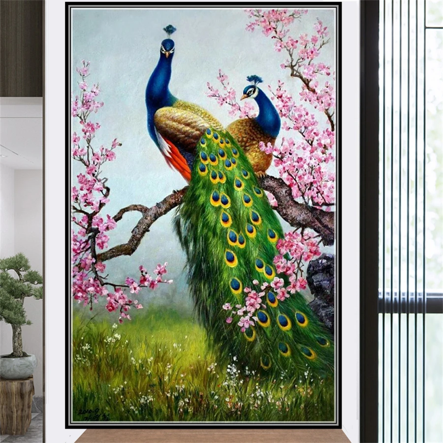 Classical Scenic Peacock DIY 5D Diamond Painting Full Drill Square Embroidery Mosaic Art Picture Of Rhinestones Home Decor Gifts