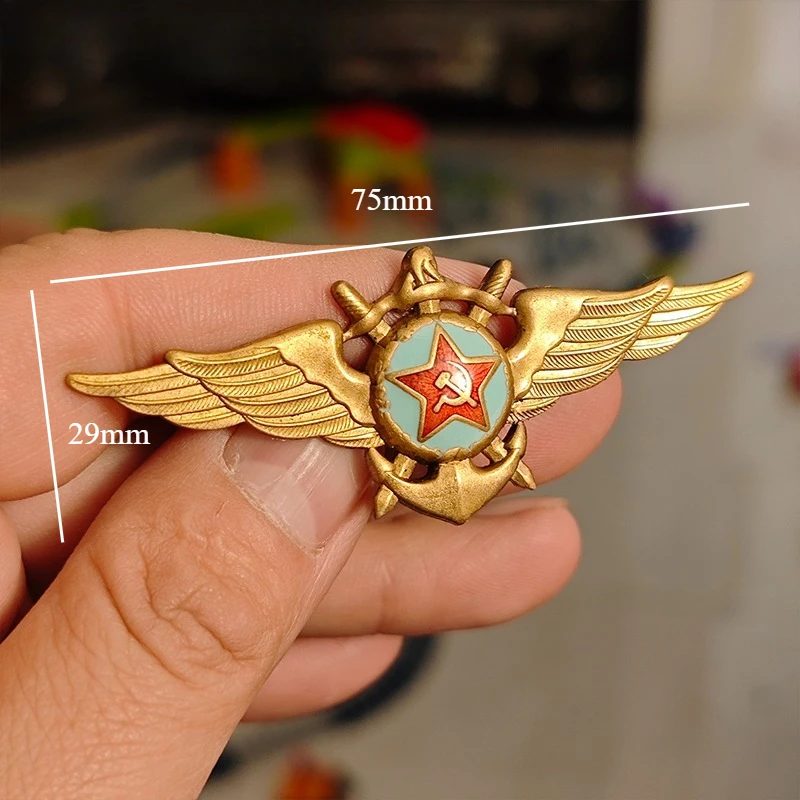 1pc Soviet Red Navy Pilot's Badge Five-star Aviation Medal Army Fan Collection Pins Decoration Crafts