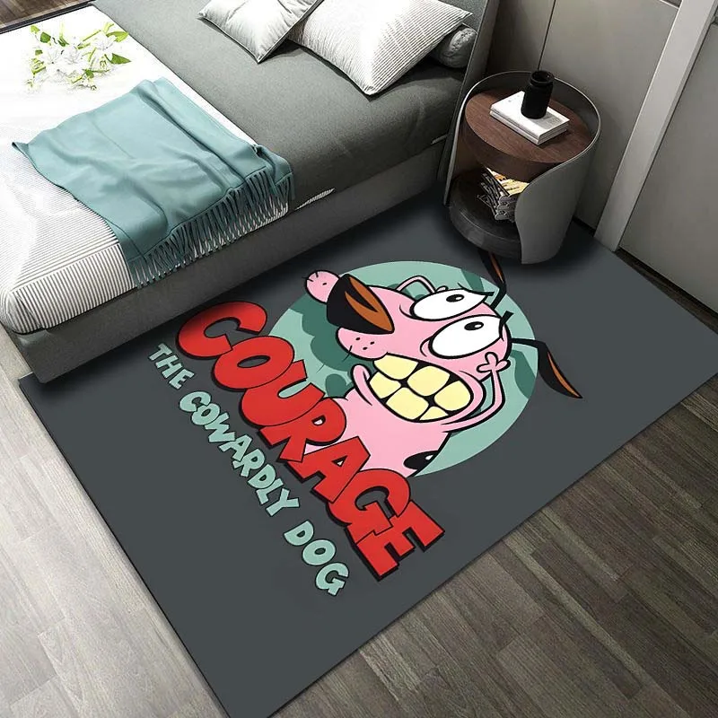 Cartoon C-Courage Cowardly Dog Print Carpet Rug for Living Room Bedroom Sofa Doormat Home Decor Non-slip Floor Mat Area Rug Gift