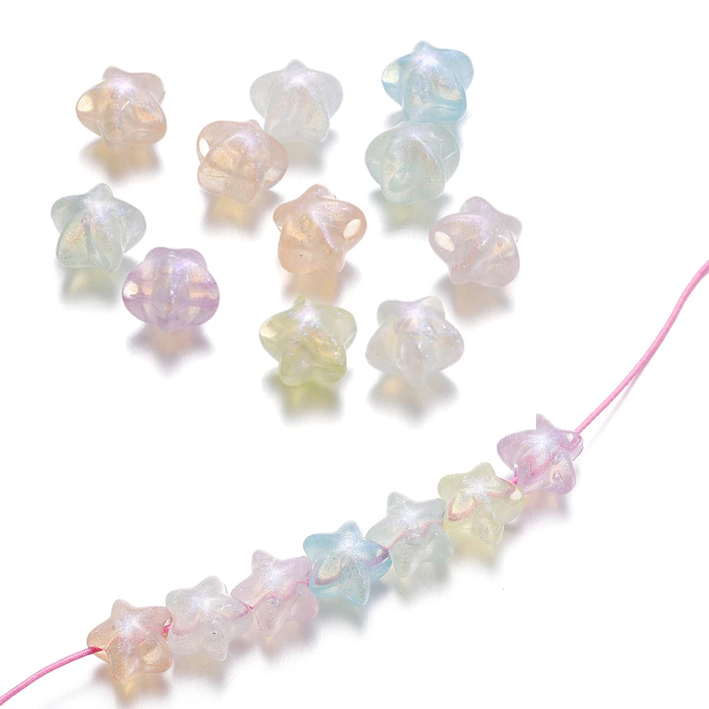 Transparente acrílico cinco pontas estrela espaçador pérolas soltas, acessórios de jóias, DIY colar, pulseira, brinco, 30pcs por lote