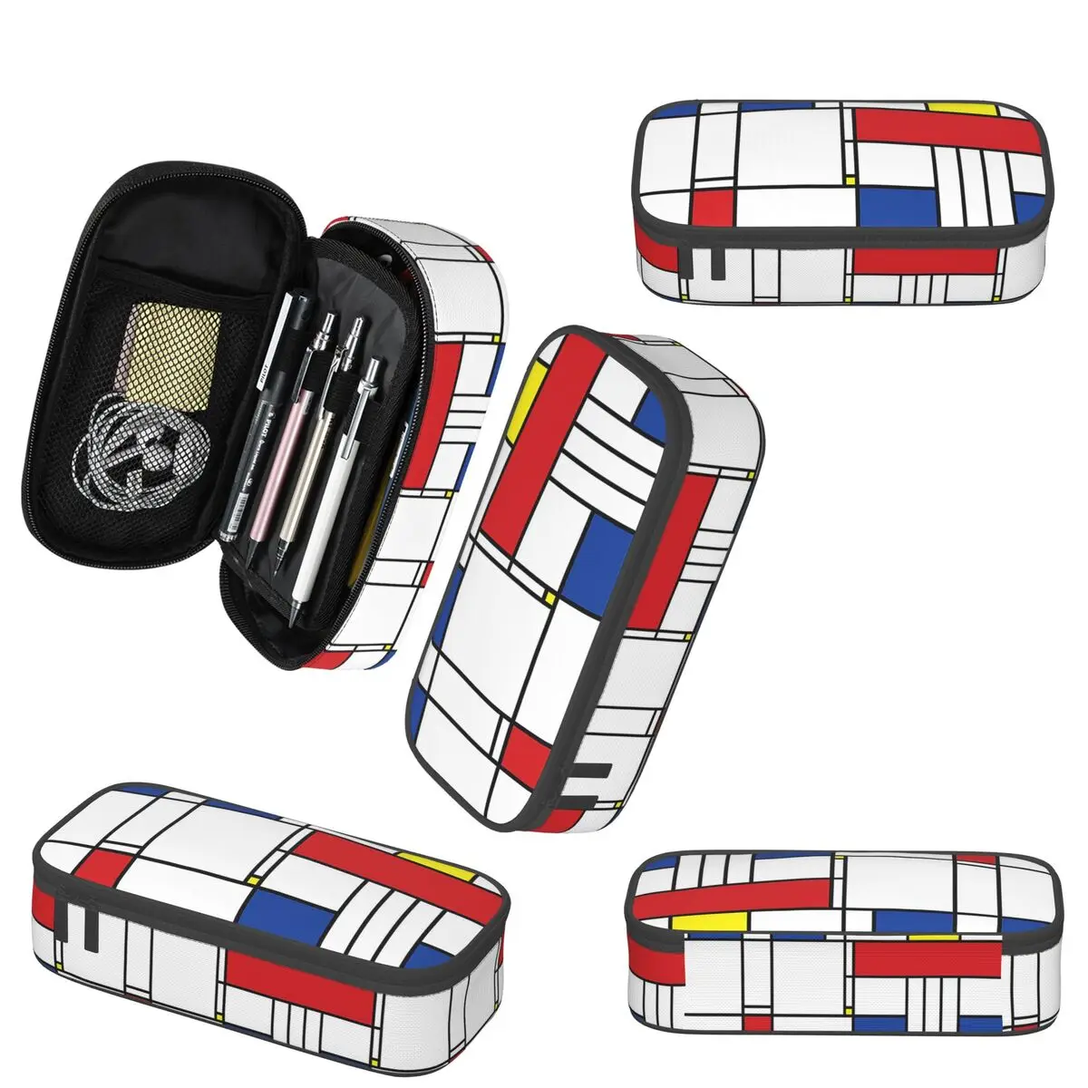 Mondrian minimalista de stijl moderno caso de lápis para estudantes escola caneta caixa saco de lápis artigos de papelaria caneta titular saco