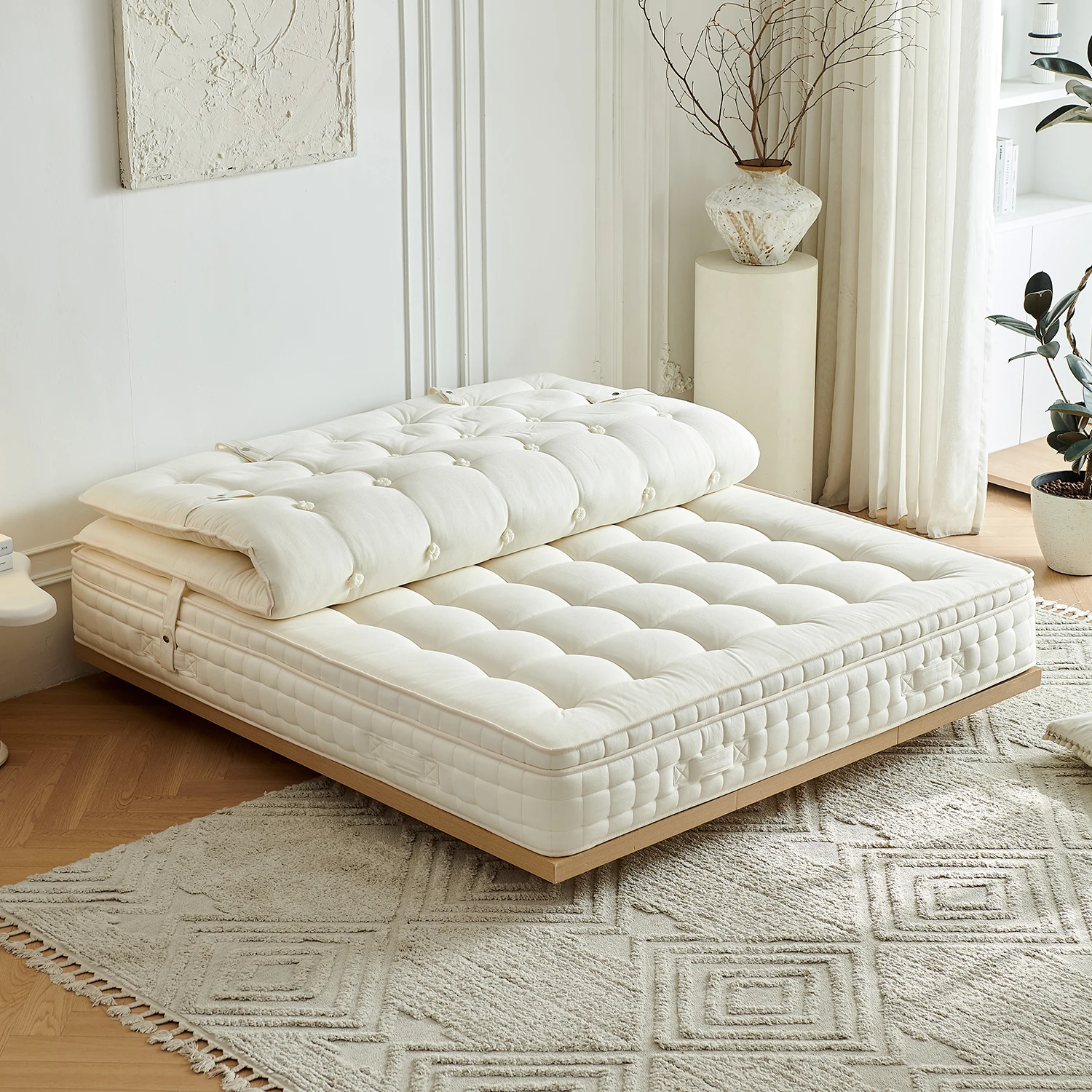 Wool camel wool glue-free double spring mattress