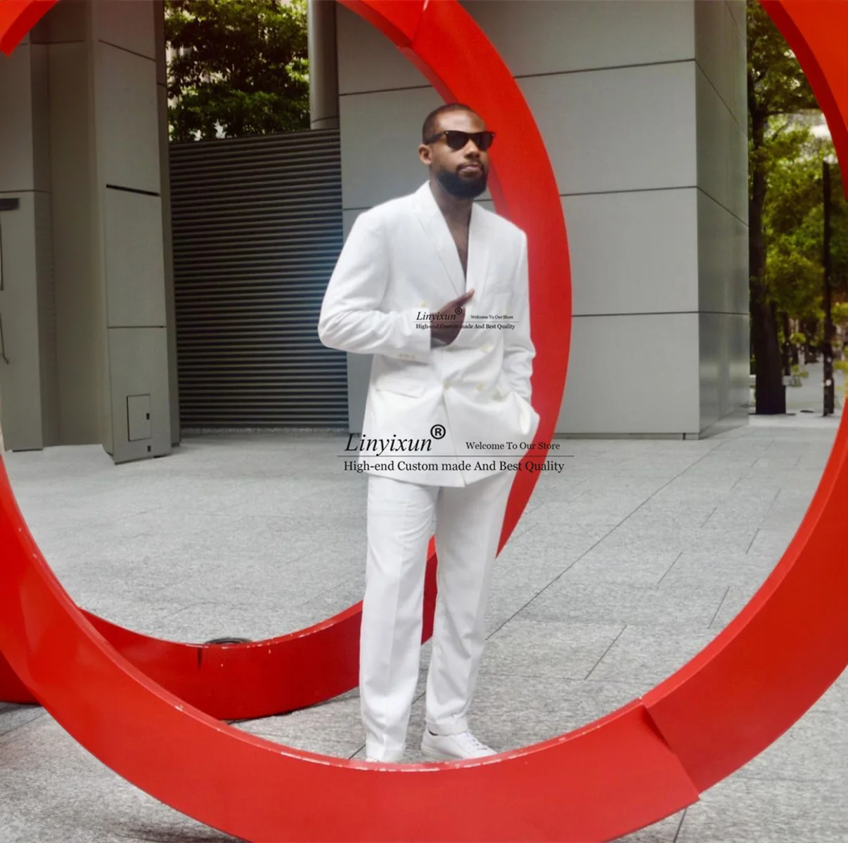 

Fashion Mens Suit For Wedding Double Breasted Groom Tuxedos Customized Business Blazers Trajes Elegante Para Hombres