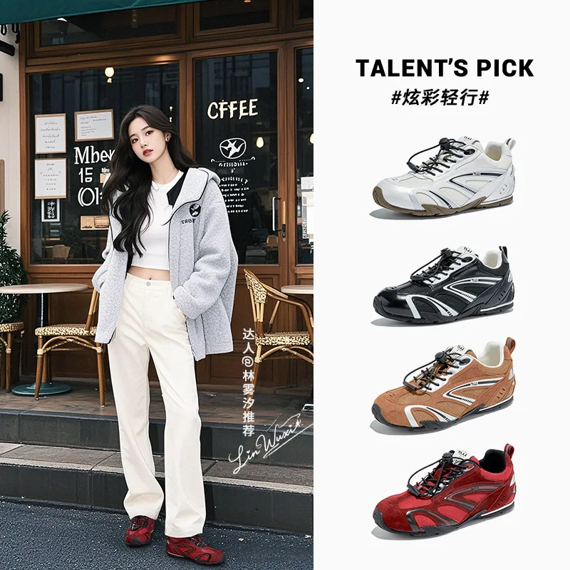 

Женские ретро-кроссовки из натуральной свиной кожи с кожаной стелькой, весенние повседневные кроссовки в стиле Dad Shoes