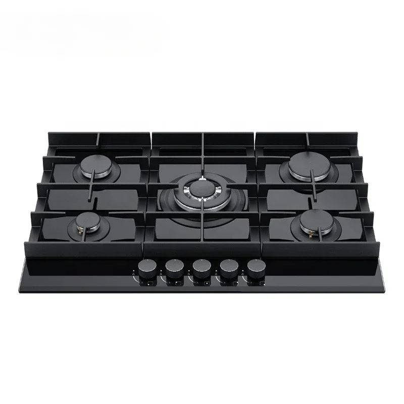 

Home cooking appliance 5 burner gas cooktop built in tempered glass gas stove