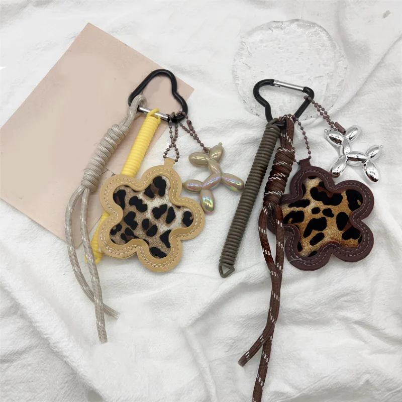

Creative Braided Rope Luggage Pendant Elegant Multipurpose Croissant Pendant Leopard Print Flower Backpack Pendant