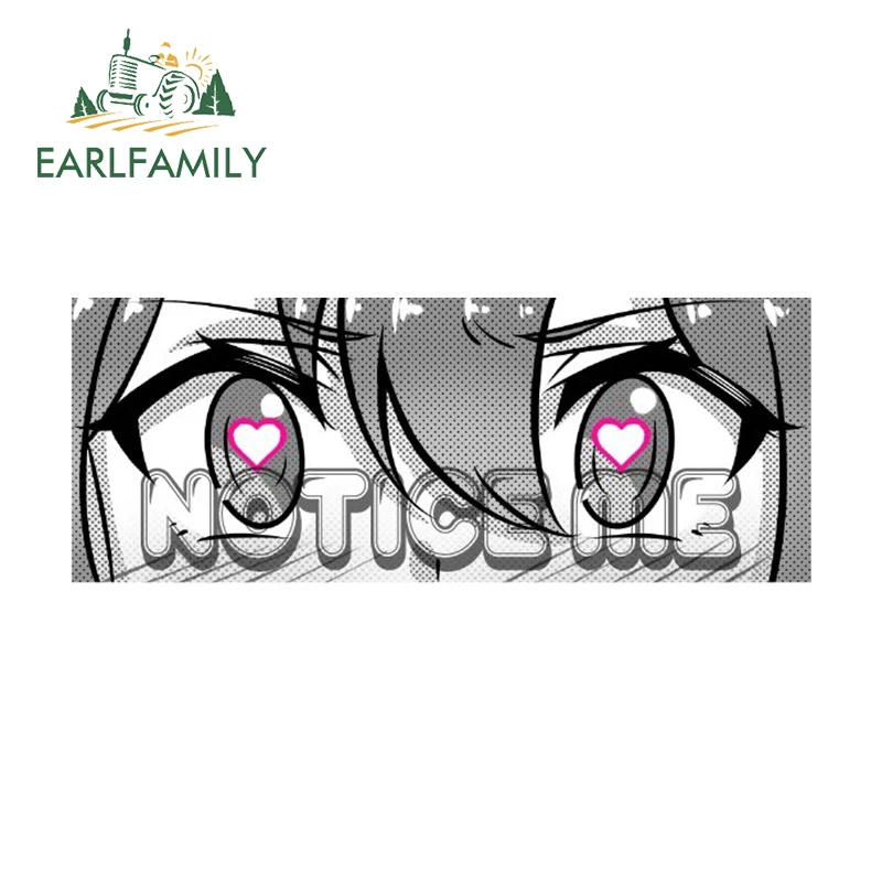 EARLFAMILY Anime Eyes Chibi Slap Car Sticker Hentai with Senpai Heart Eyes Vinyl Decals NOTICE ME Stickers Classic Ahegao Peek