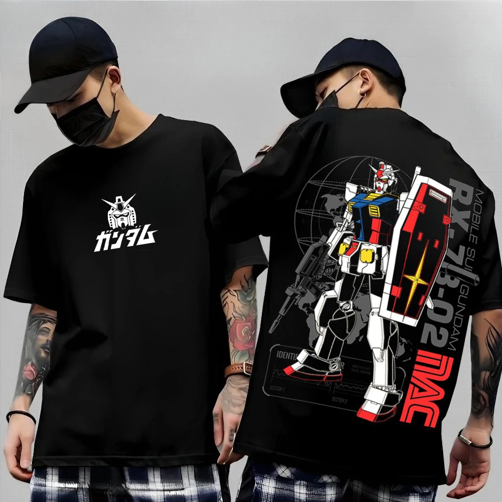 Camiseta de algodón para hombre, ropa de calle con gráfico de Anime, algodón puro, manga corta, uso diario informal, Gundam Barbatos Lupus Y2K ins, verano 2026