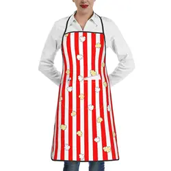 Custom Bib Red And White Striped With Popcorn Apron Men Women Unisex Adult Chef Cooking Kitchen Tablier Cuisine Baking