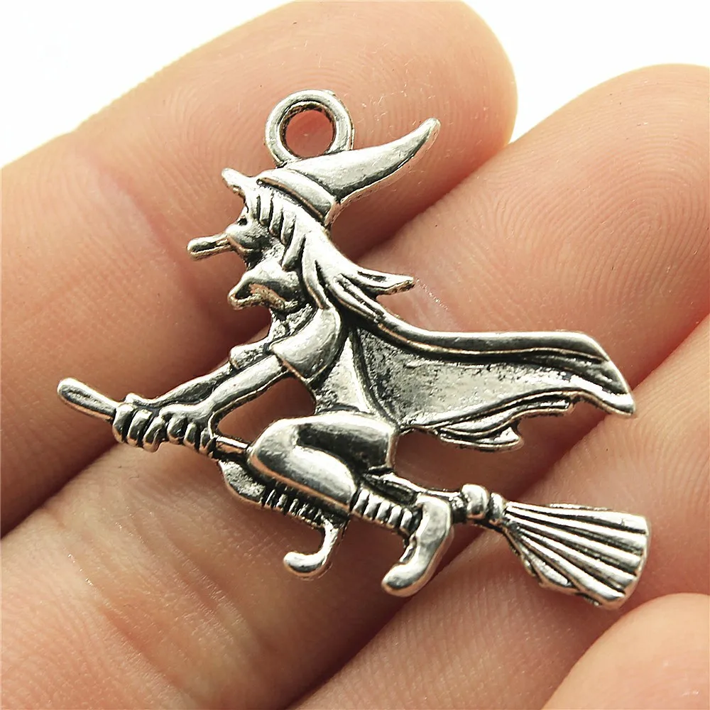 20pcs Halloween Witch Wizard Antique Bronze Silver Color Pendants DIY Findings Tibetan Jewelry