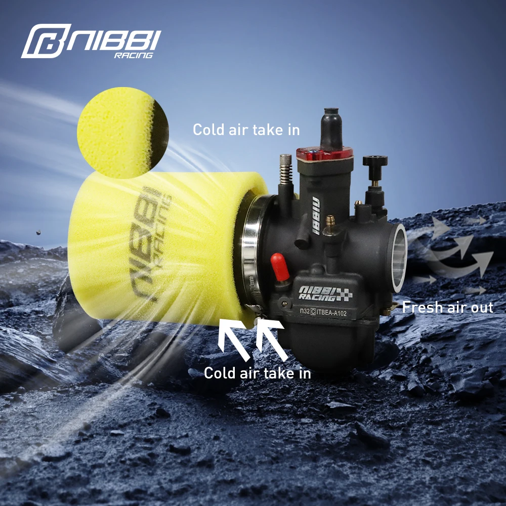 NIBBI Neuer abnehmbarer Schwamm-Luftfilter, skalierbare Feder, 45/49/55 mm, universeller High-Flow-Luftfilterreiniger für KTM Dirt Bike Motor – Detail 2