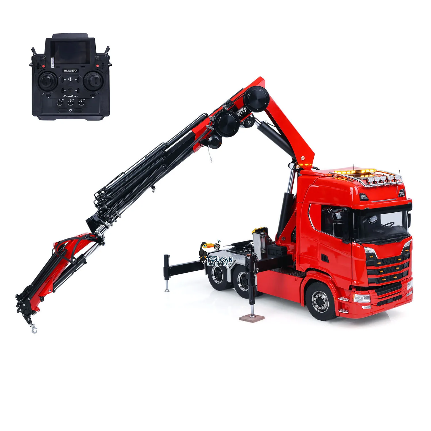New 1/14 Remote Control Tractor Truck 7-way Valves Hydraulic Crane 6x6 RC Lorry Car 3Speed Gearbox Axle Locks Light Sound System