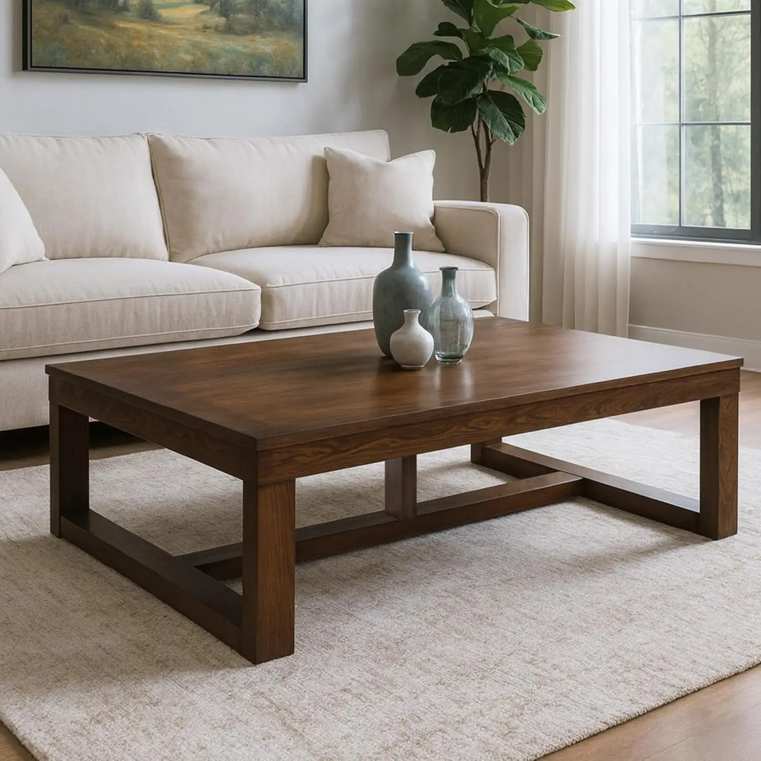 Coffee Table In Dark Brown, Customized