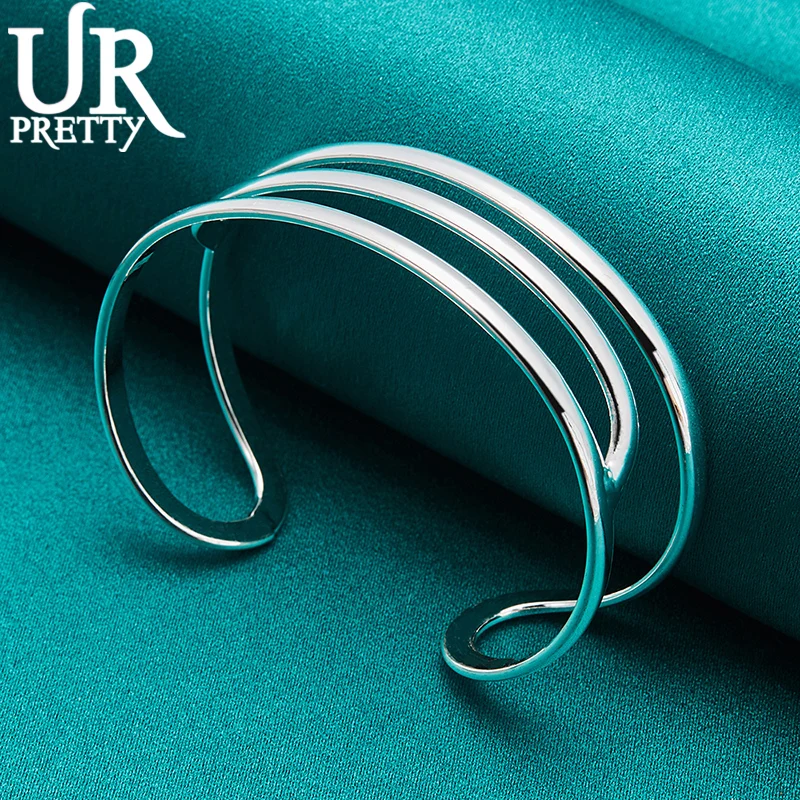 925 Sterling Silver Adjustable Opening Brief Bangle Bracelet For Women Party Gift Engagement Wedding Fashion Jewelry image 3