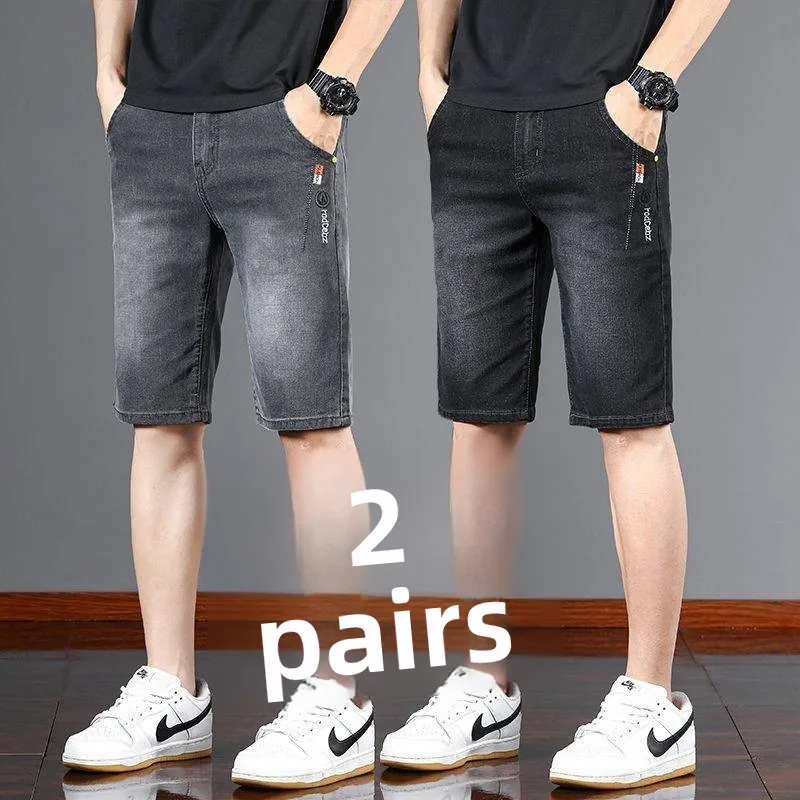 

New 2026 Men's Straight Leg Jeans Summer Faionable Versatile Comfortable orts Casual Sports Denim Five-Point Pants