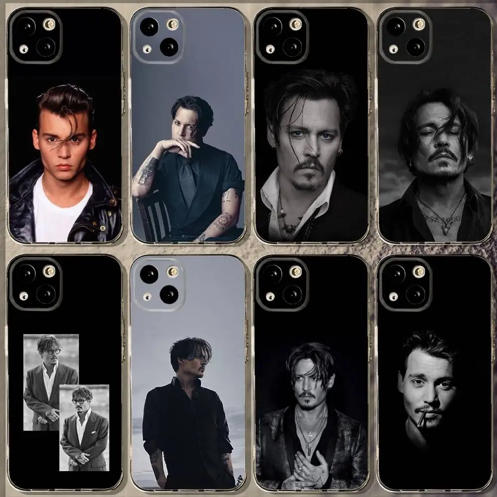 

Johnny D-Depp Phone Case For iPhone 16,15,14,13,12,11 Plus,Pro,Max,XR,XS,X,7,8 Plus,SE,Mini Soft Transparent Cover