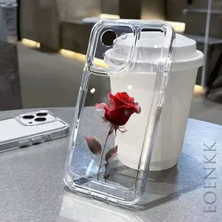 Luxury Soft Clear Phone Case For Iphone 11 14 13 16 15 12 Pro Max 14 15 Plus X XR XS Max 12 13 Mini Rose Flower Silicone Cover