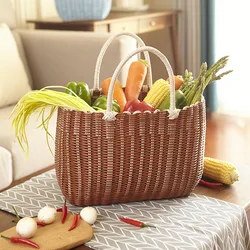 Imitation Rattan Woven Storage Basket Outdoor Picnic Shopping Bag