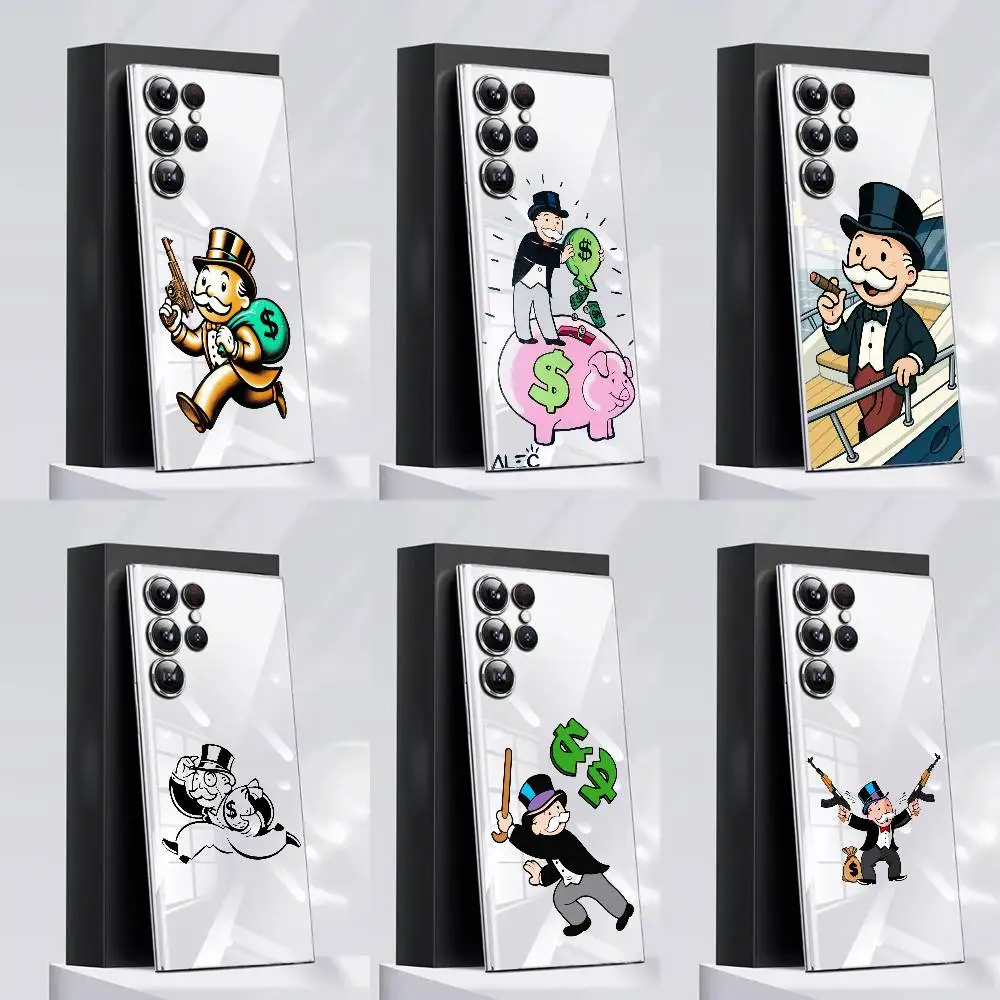 

Dollar Alec M-Monopoly Man Phone Case For Samsung S24,30,21,22,23,20 FE,lite,PIus,Ultra,5G,Note,9,10 Transparent Cover