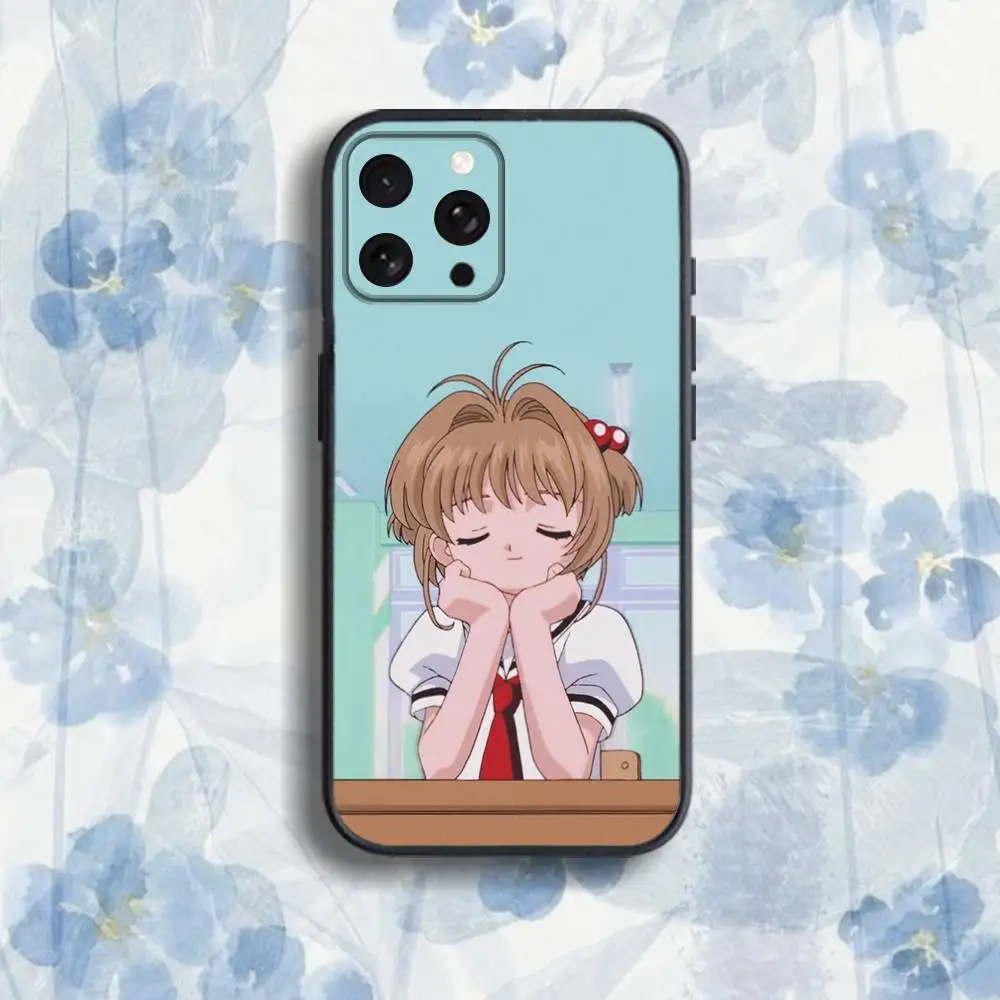 حافظة هاتف Cardcaptor-ES S-Sakura لهاتف iPhone 17,16,15,14,13,12,Pro,Max,Plus,E,SE4,Air,Mini Black Soft Box