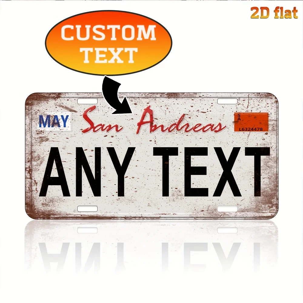 Placa de Matrícula Personalizada de San Andrés - Letrero Metálico Retro Personalizado, 12x6 Pulgadas, Decoración de Pared con Texto Personalizado para Auto