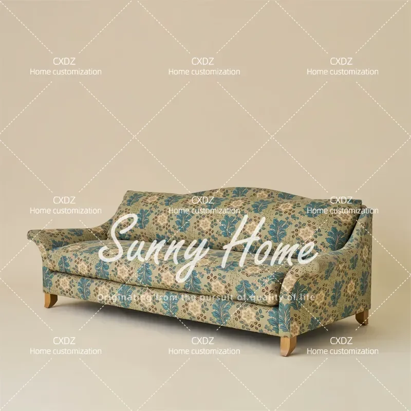 Simple Retro Living Room Single Sofa Leisure Chair Medieval Solid Wood Multi Person Couch for Home Decor