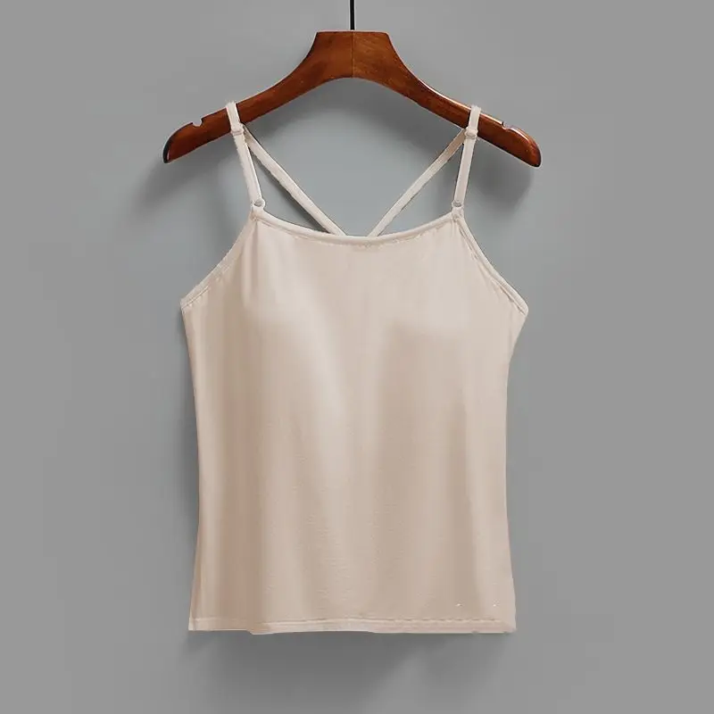 Pure Color Vest Strapless Women's Backless Top with Chest Pad Summer Heat Wave Bare Back Exposure Sleeveless Outerwear