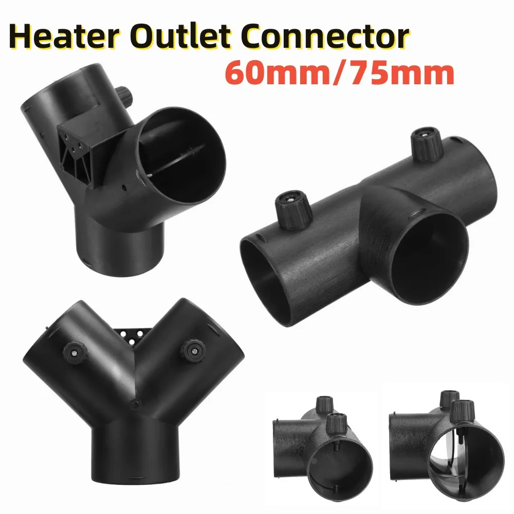 60mm/75mm Y T Piece Air Vent Ducting Exhaust Connector Dual Closable Open Regulatin Valve Flap For Webasto Diesel Parking Heater