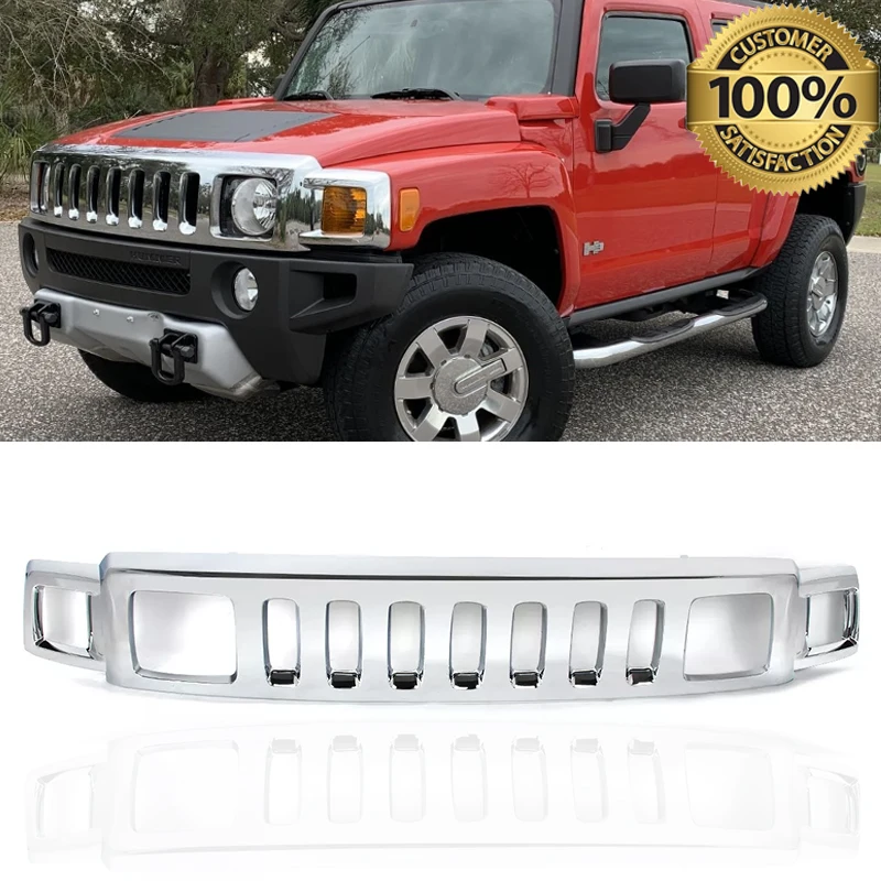 

Chrome Front Bumper Upper Grille Modified Grill Replace For Hummer H3 2006-2010 Front Hood Grid Grille Racing Grills Accessories